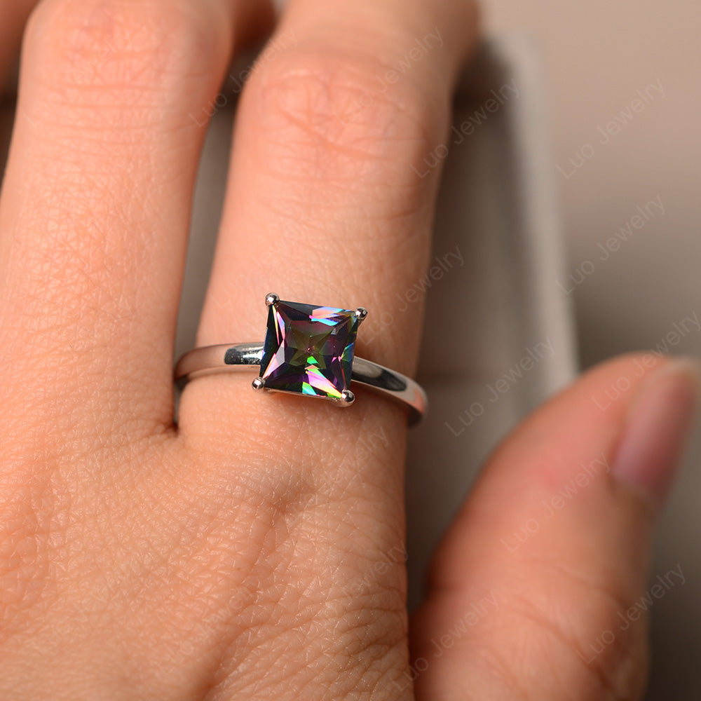 Princess Solitaire Mystic Topaz Engagement Ring - LUO Jewelry