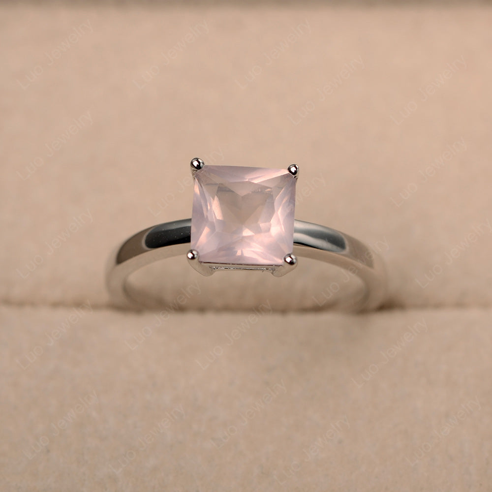 Princess Solitaire Rose Quartz Engagement Ring - LUO Jewelry