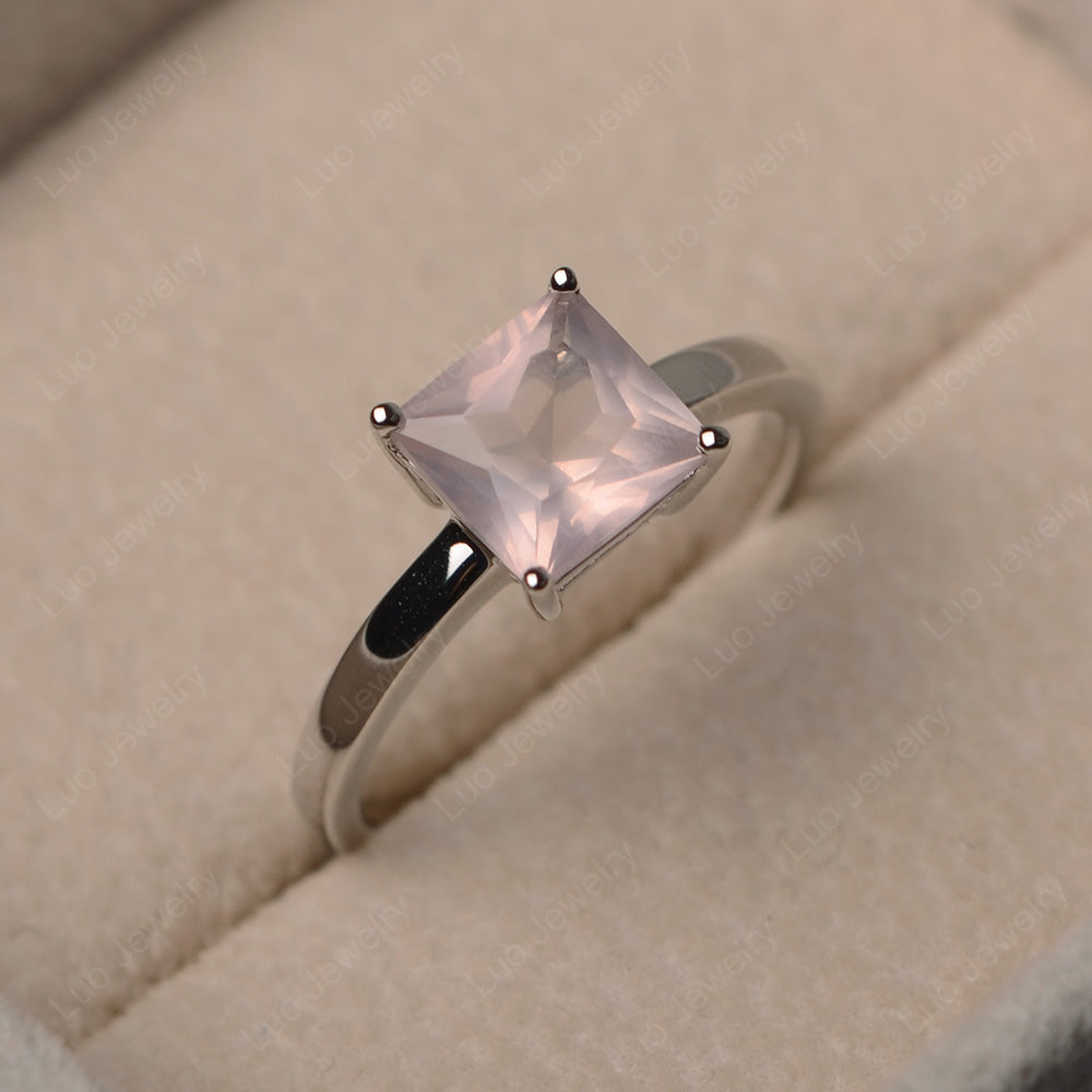 Princess Solitaire Rose Quartz Engagement Ring - LUO Jewelry