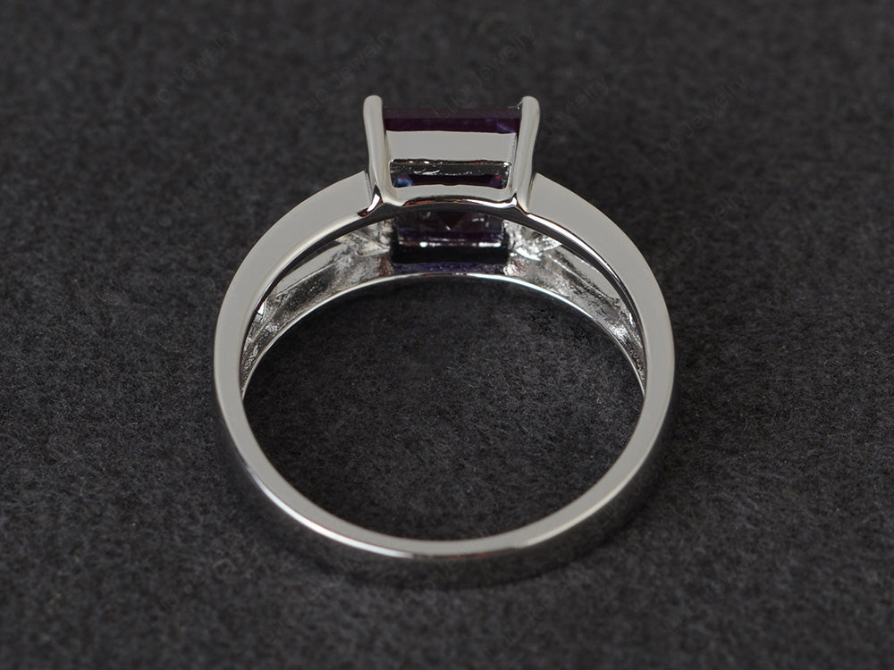 Alexandrite Solitaire Ring Wide Band Silver - LUO Jewelry