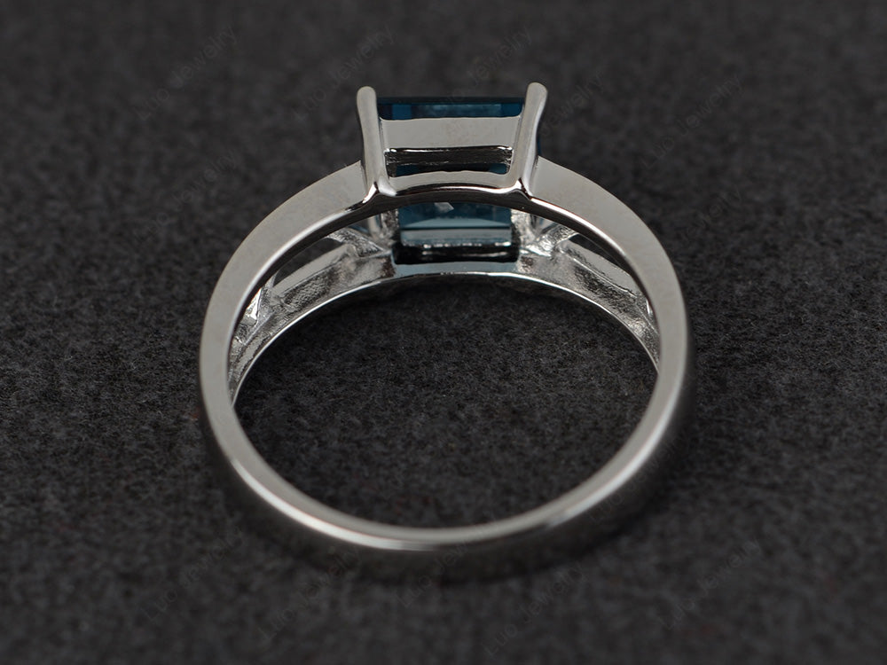 London Blue Topaz Solitaire Ring Wide Band Silver - LUO Jewelry