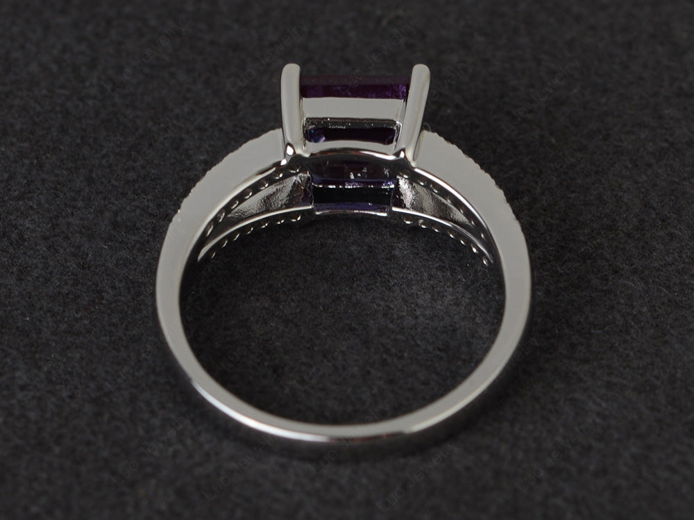 Square Cut Alexandrite Split Shank Wedding Ring - LUO Jewelry