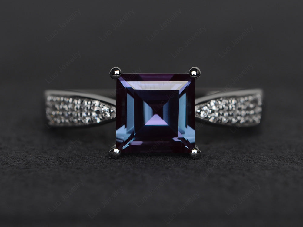 Square Alexandrite Ring Sterling Silver - LUO Jewelry