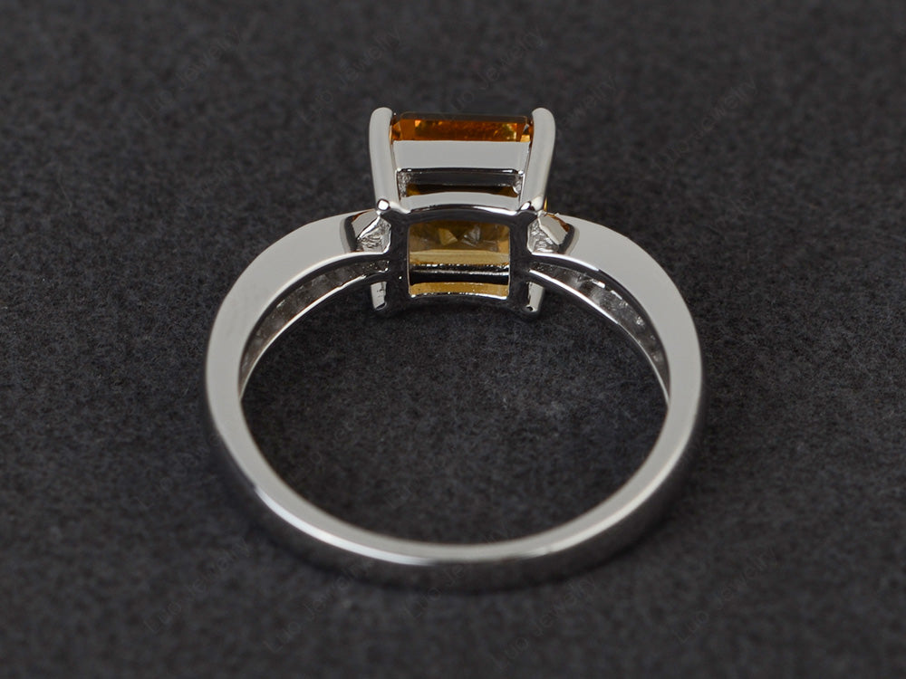Square Citrine Ring Sterling Silver - LUO Jewelry