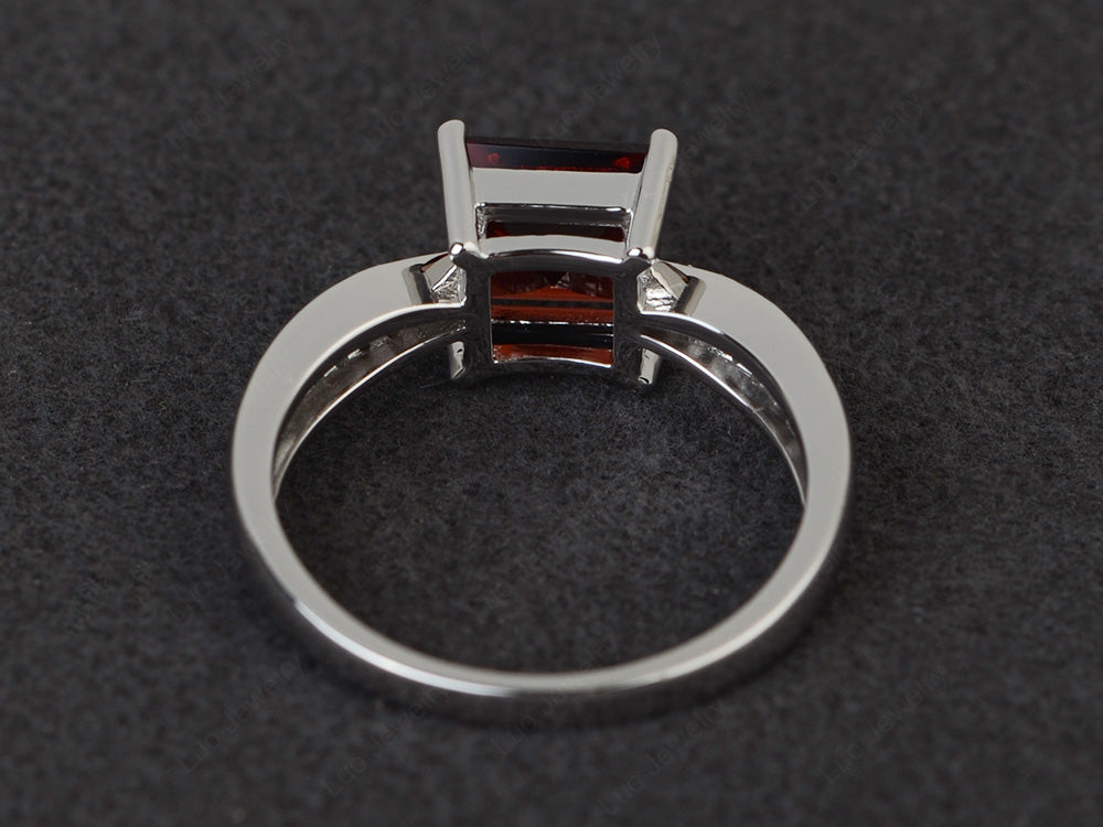 Square Garnet Ring Sterling Silver - LUO Jewelry