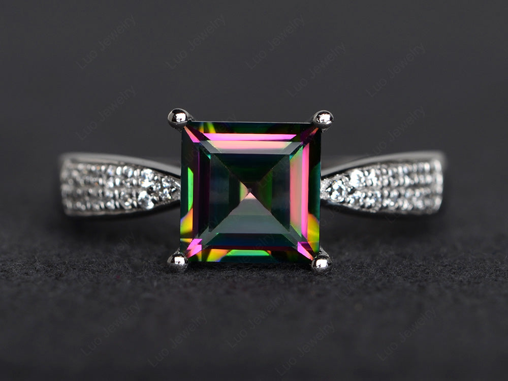Square Mystic Topaz Ring Sterling Silver - LUO Jewelry