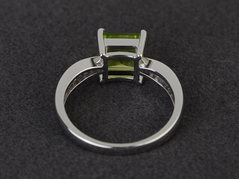 Square Peridot Ring Sterling Silver - LUO Jewelry
