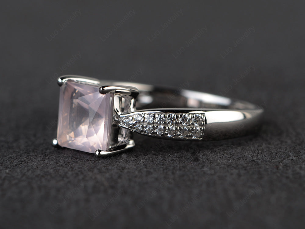 Princess Rose Quartz Ring Sterling Silver - LUO Jewelry