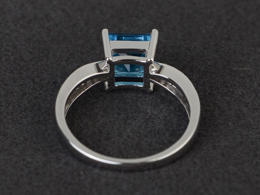 Princess Swiss Blue Topaz Ring Sterling Silver - LUO Jewelry