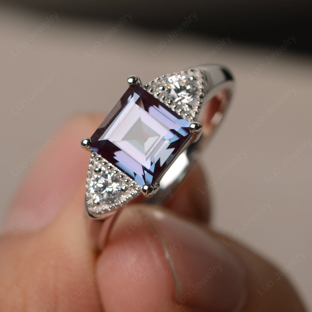 Alexandrite Engagement Ring Square Cut - LUO Jewelry