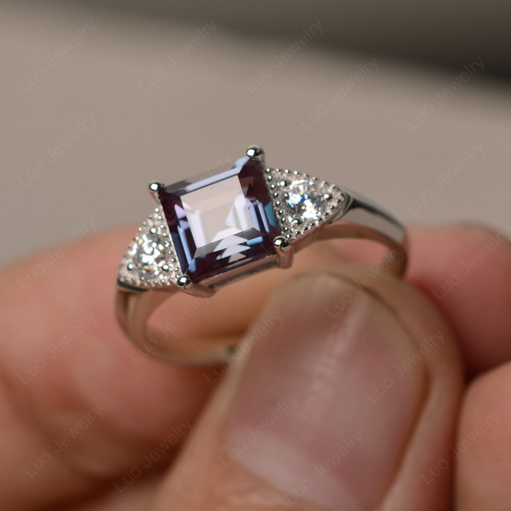 Alexandrite Engagement Ring Square Cut - LUO Jewelry