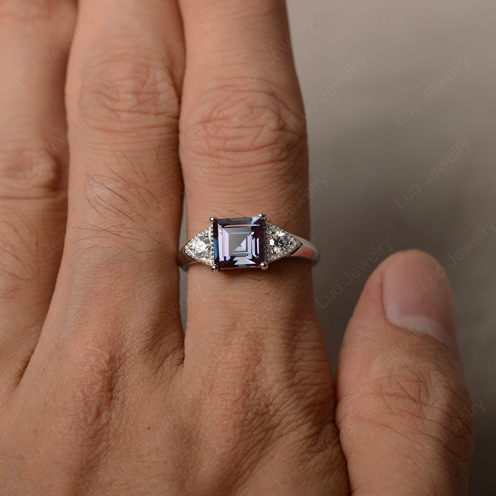 Alexandrite Engagement Ring Square Cut - LUO Jewelry