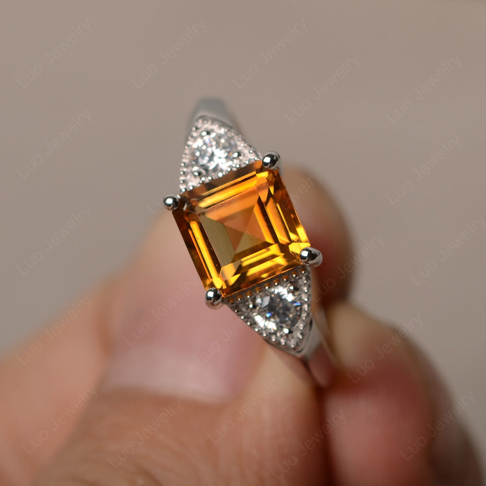 Citrine Engagement Ring Square Cut - LUO Jewelry