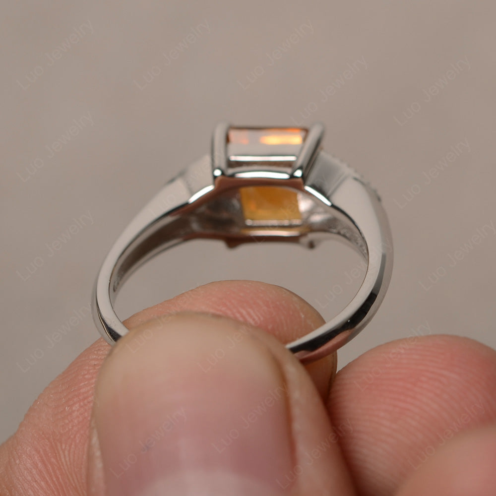 Citrine Engagement Ring Square Cut - LUO Jewelry
