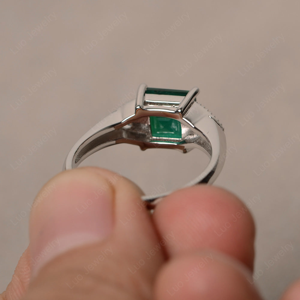 Lab Emerald Engagement Ring Square Cut - LUO Jewelry