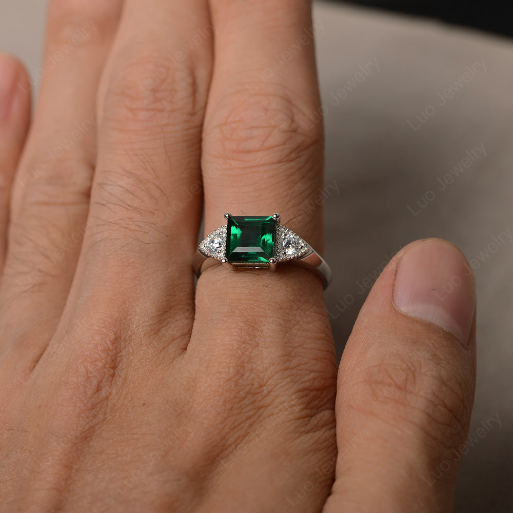 Lab Emerald Engagement Ring Square Cut - LUO Jewelry