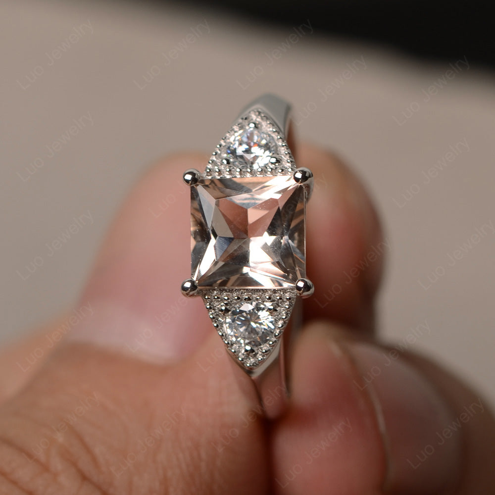 Morganite Engagement Ring Princess Cut - LUO Jewelry