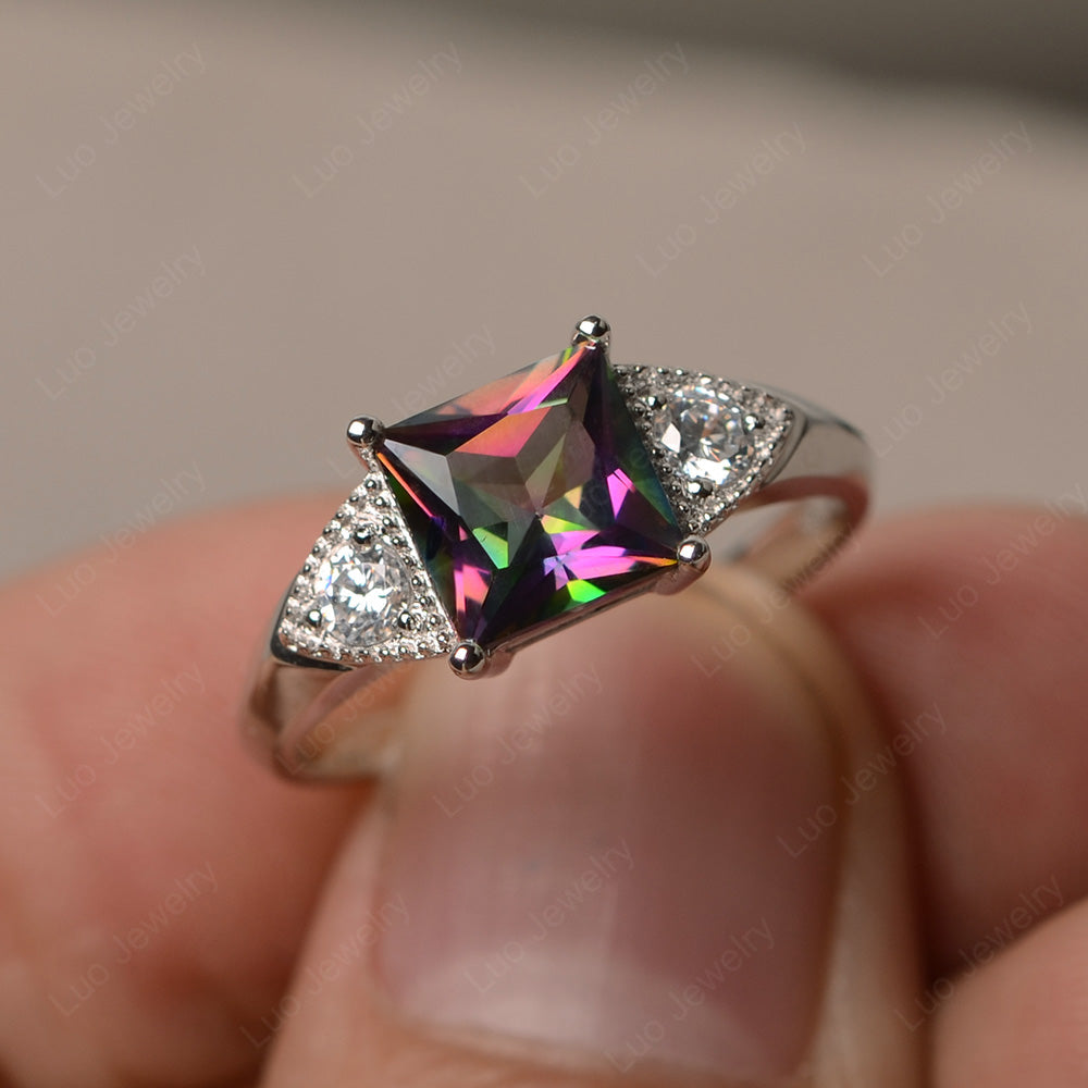 Mystic Topaz Engagement Ring Princess Cut - LUO Jewelry