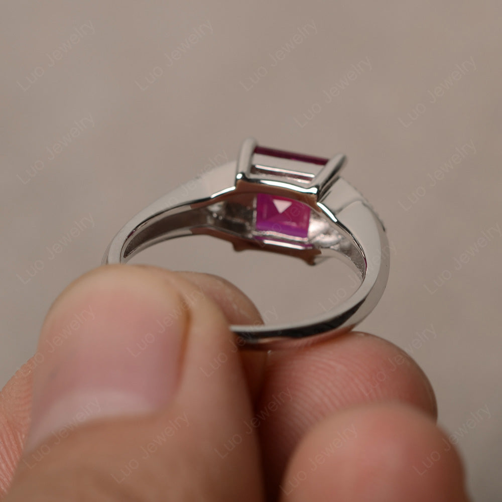 Ruby Engagement Ring Square Cut - LUO Jewelry