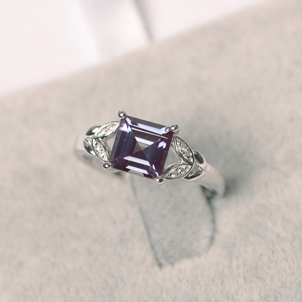 Square Cut Alexandrite Wedding Ring - LUO Jewelry