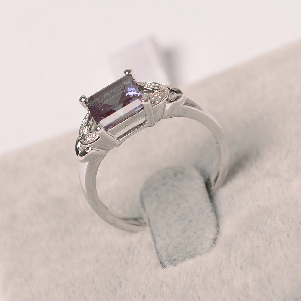 Square Cut Alexandrite Wedding Ring - LUO Jewelry