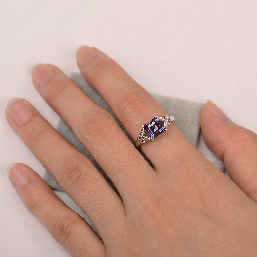 Square Cut Alexandrite Wedding Ring - LUO Jewelry
