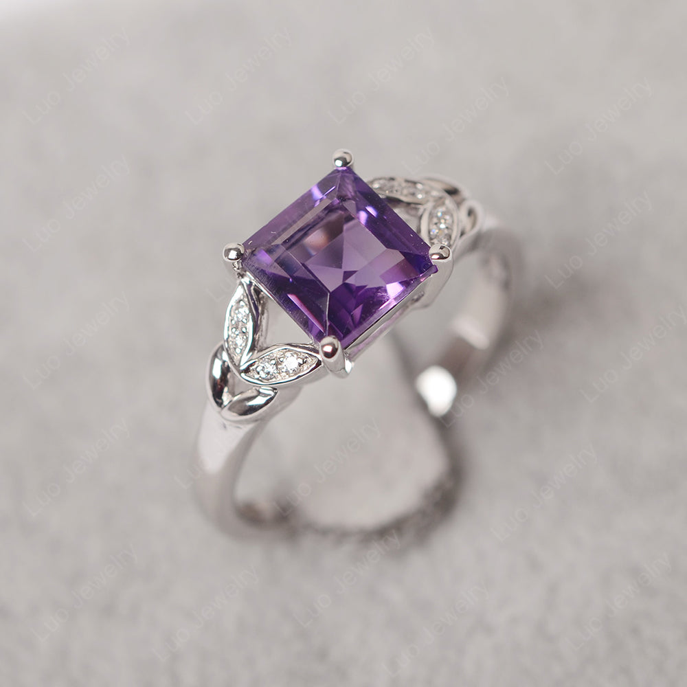 Square Cut Amethyst Wedding Ring - LUO Jewelry