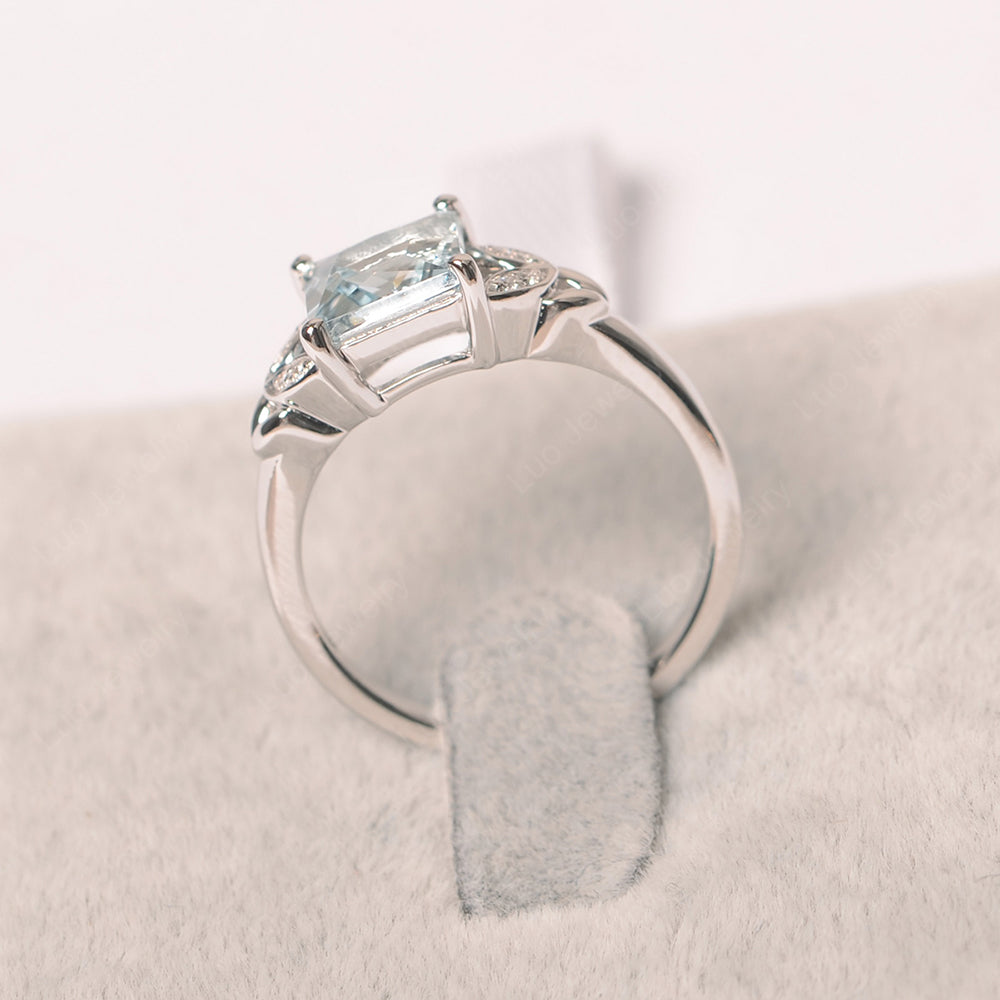 Square Cut Aquamarine Wedding Ring - LUO Jewelry