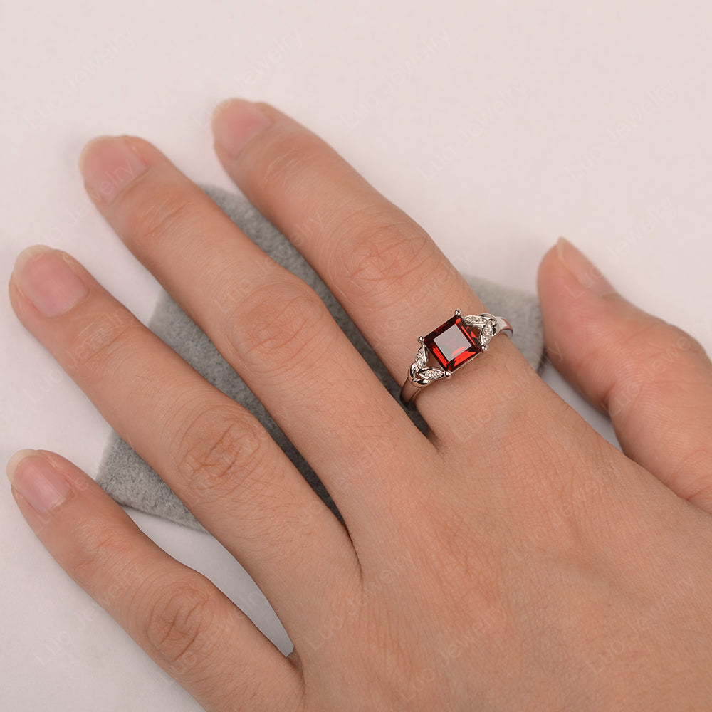 Square Cut Garnet Wedding Ring - LUO Jewelry