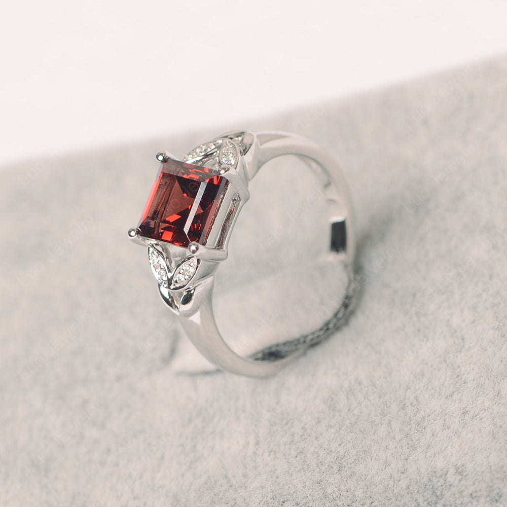 Square Cut Garnet Wedding Ring - LUO Jewelry