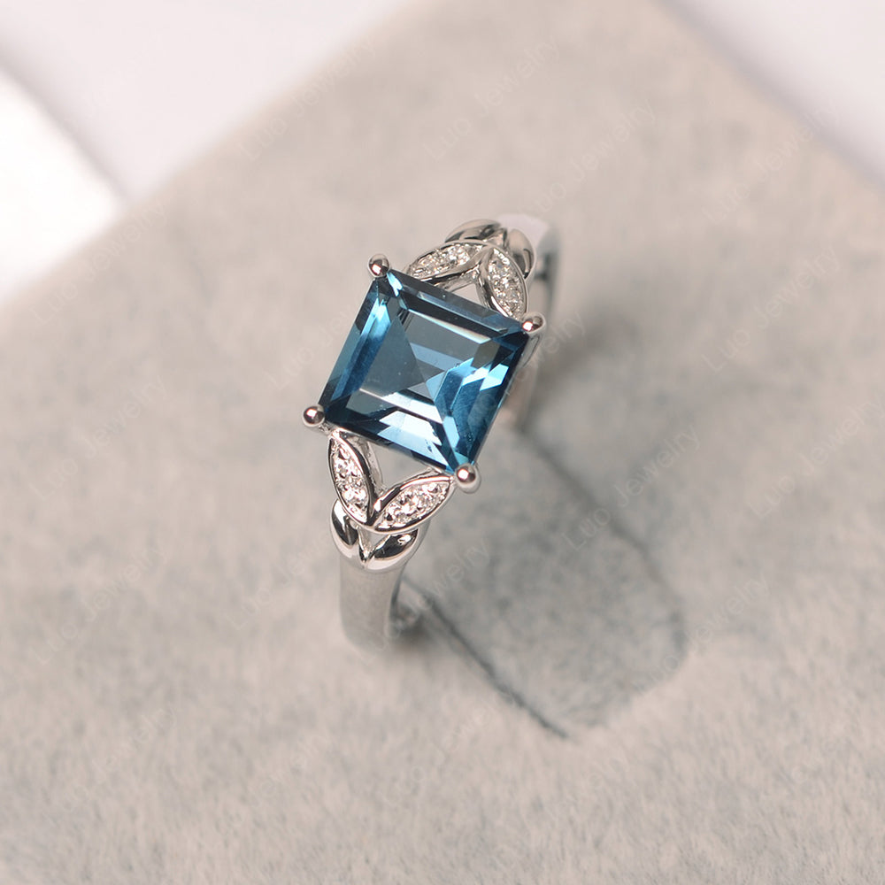 Square Cut London Blue Topaz Wedding Ring - LUO Jewelry