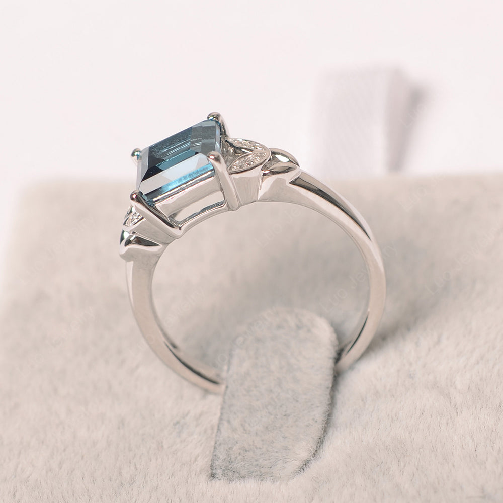 Square Cut London Blue Topaz Wedding Ring - LUO Jewelry