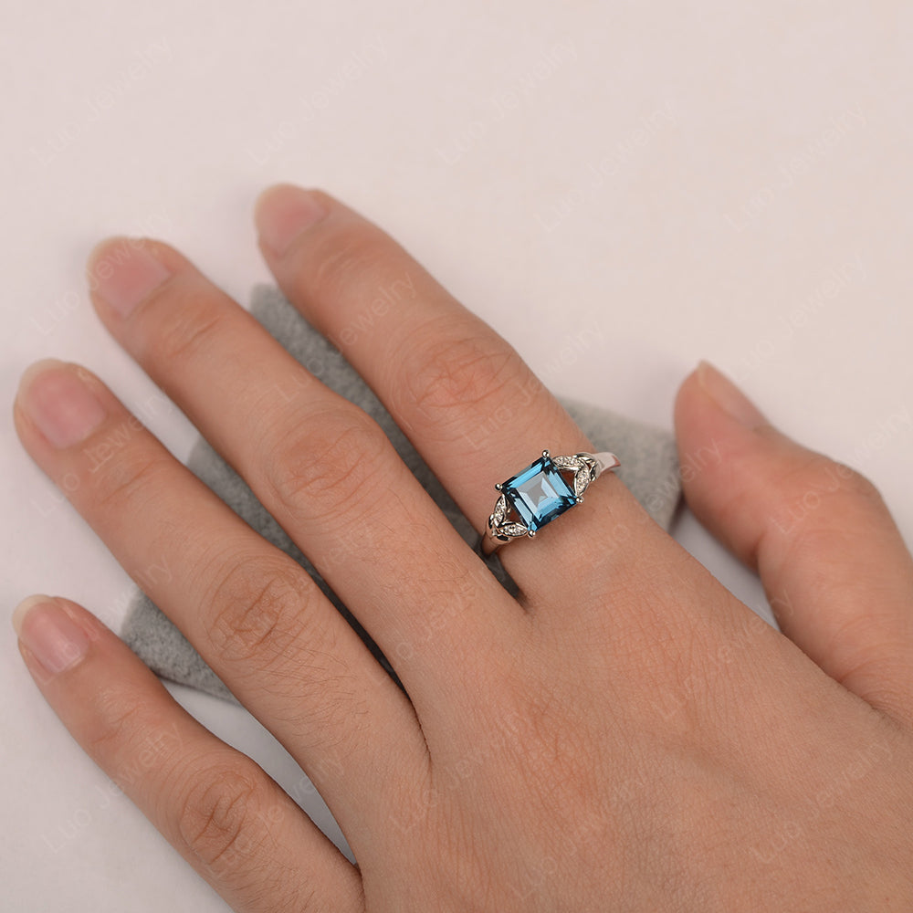 Square Cut London Blue Topaz Wedding Ring - LUO Jewelry