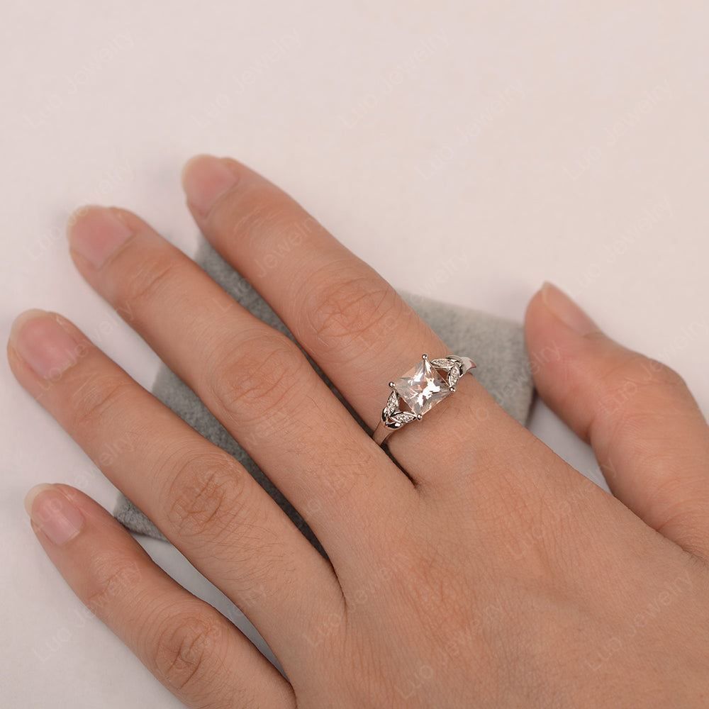 Princess Cut Morganite Wedding Ring - LUO Jewelry