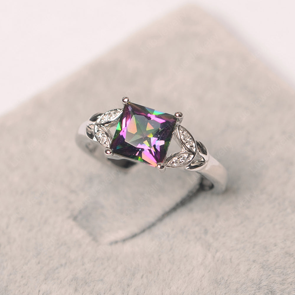 Princess Cut Mystic Topaz Wedding Ring - LUO Jewelry