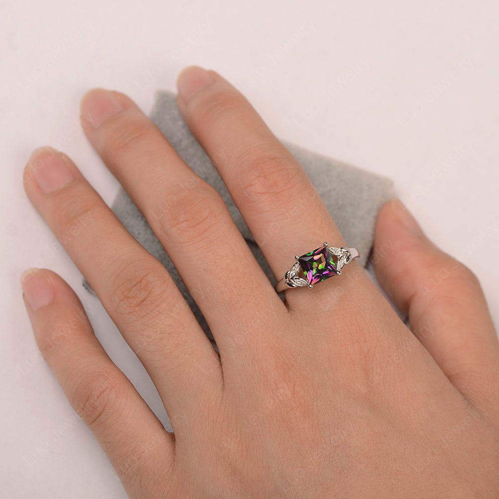 Princess Cut Mystic Topaz Wedding Ring - LUO Jewelry