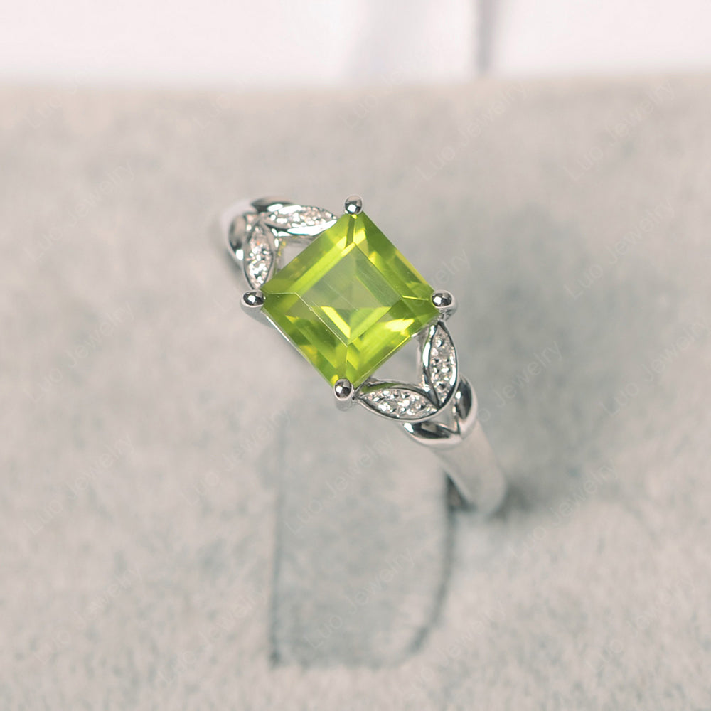 Square Cut Peridot Wedding Ring - LUO Jewelry