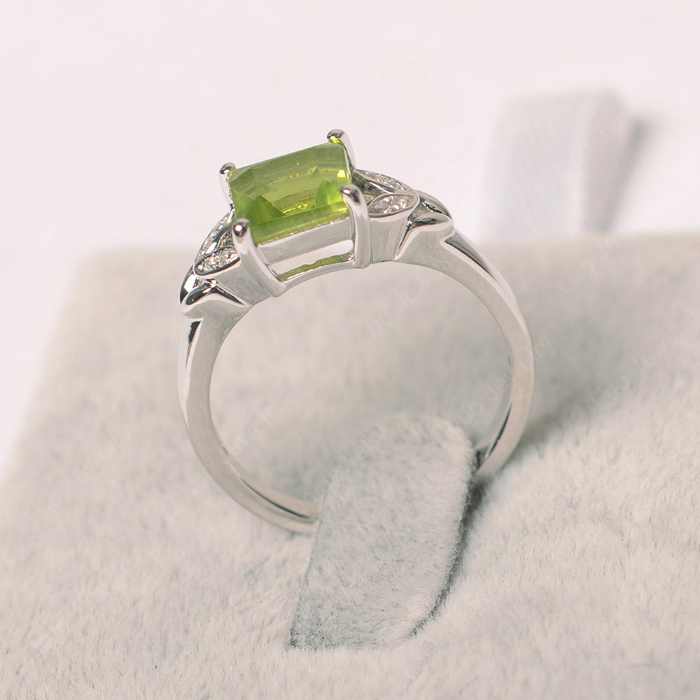 Square Cut Peridot Wedding Ring - LUO Jewelry