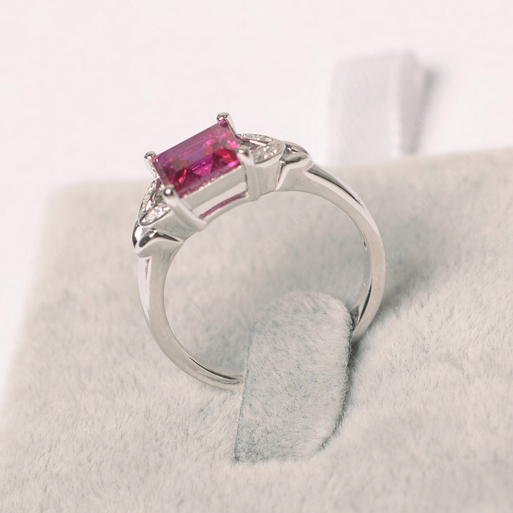 Square Cut Ruby Wedding Ring - LUO Jewelry