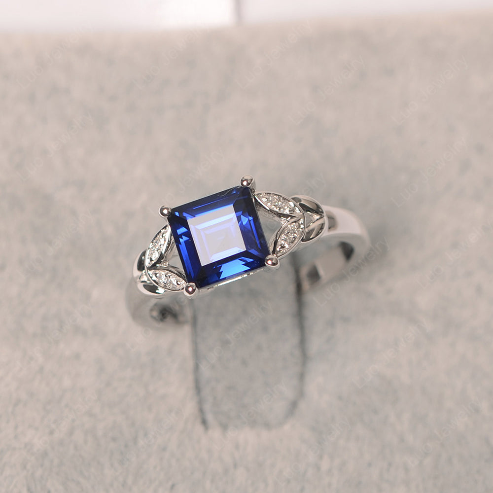 Princess Cut Sapphire Wedding Ring - LUO Jewelry