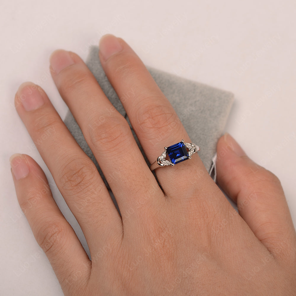 Princess Cut Sapphire Wedding Ring - LUO Jewelry