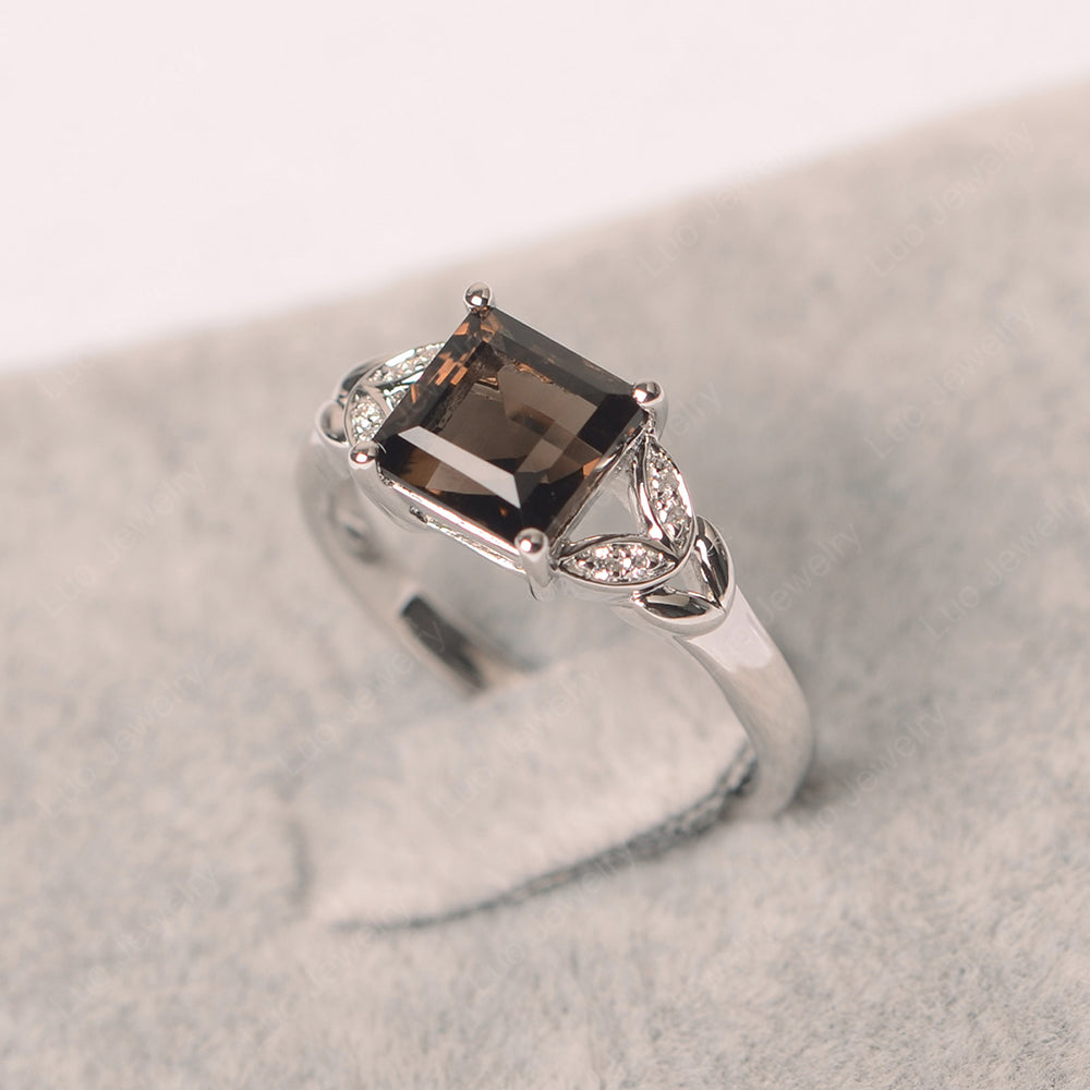 Square Cut Smoky Quartz  Wedding Ring - LUO Jewelry