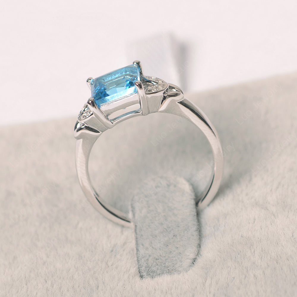 Princess Cut Swiss Blue Topaz Wedding Ring - LUO Jewelry