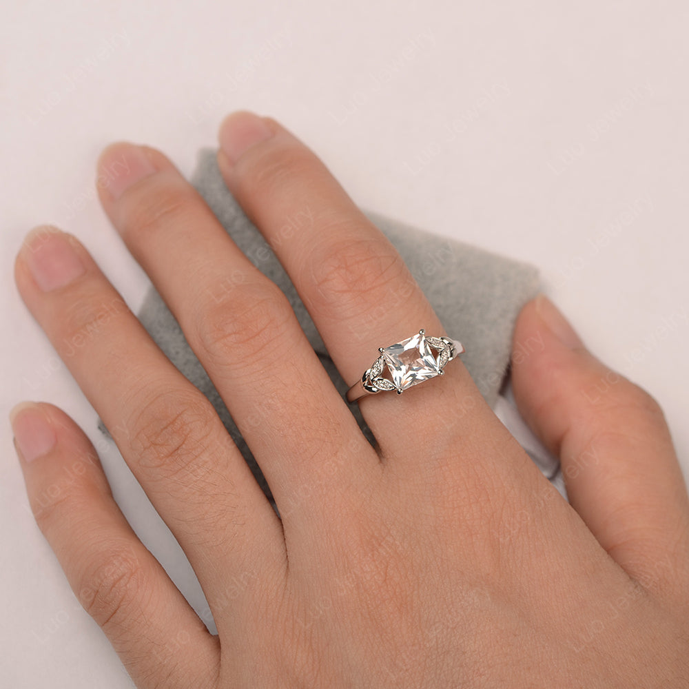 Princess Cut White Topaz Wedding Ring - LUO Jewelry