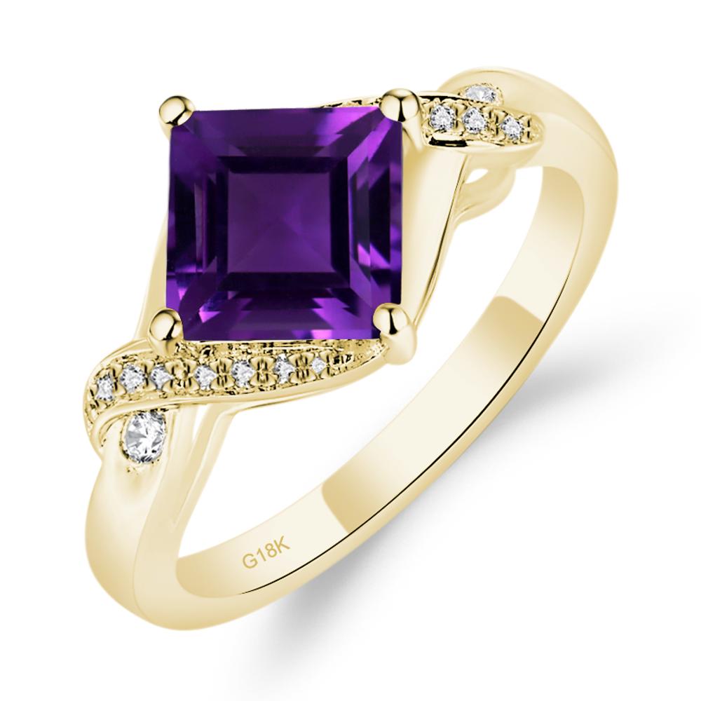 Amethyst Kite Set Square Cut Ring - LUO Jewelry #metal_18k yellow gold