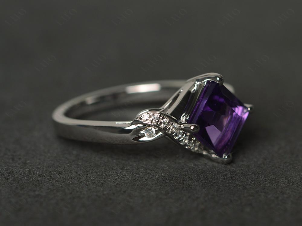 Amethyst Kite Set Square Cut Ring - LUO Jewelry