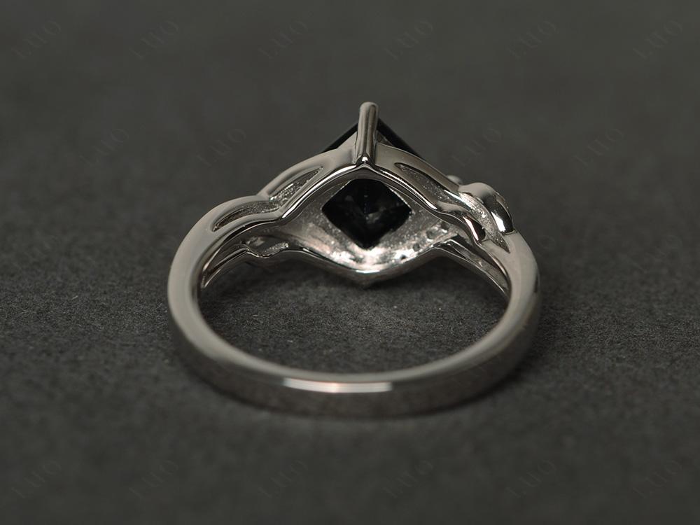 Black Stone Kite Set Princess Cut Ring - LUO Jewelry