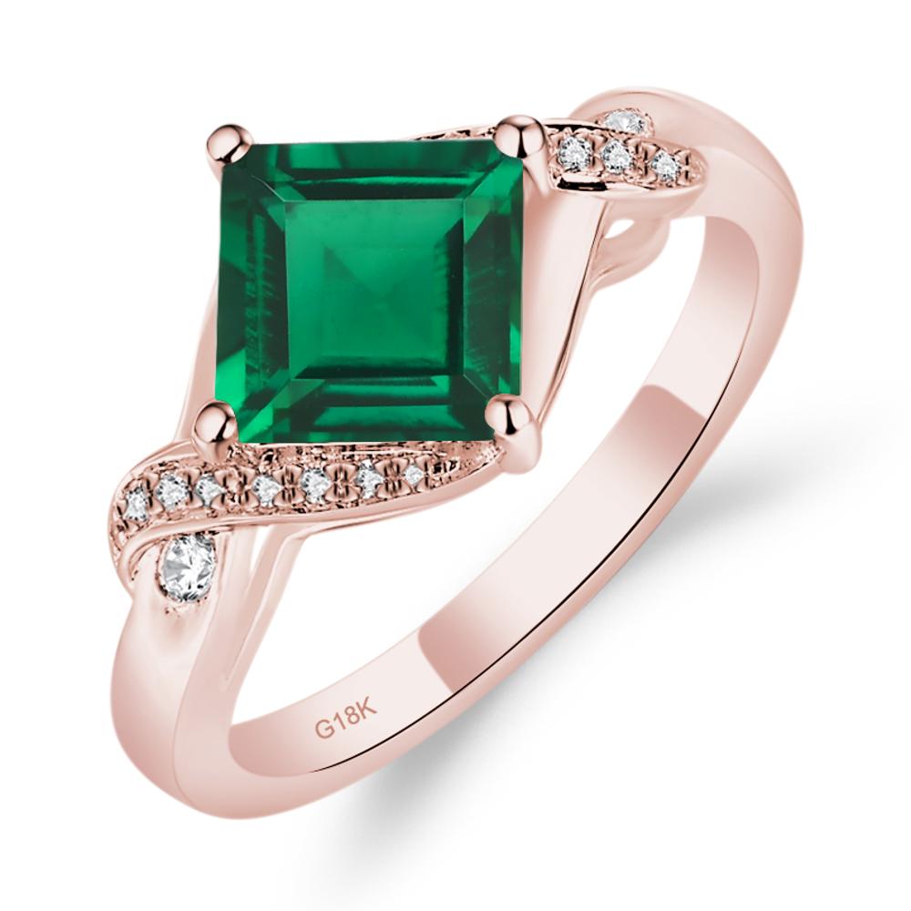 Emerald Kite Set Square Cut Ring - LUO Jewelry #metal_18k rose gold