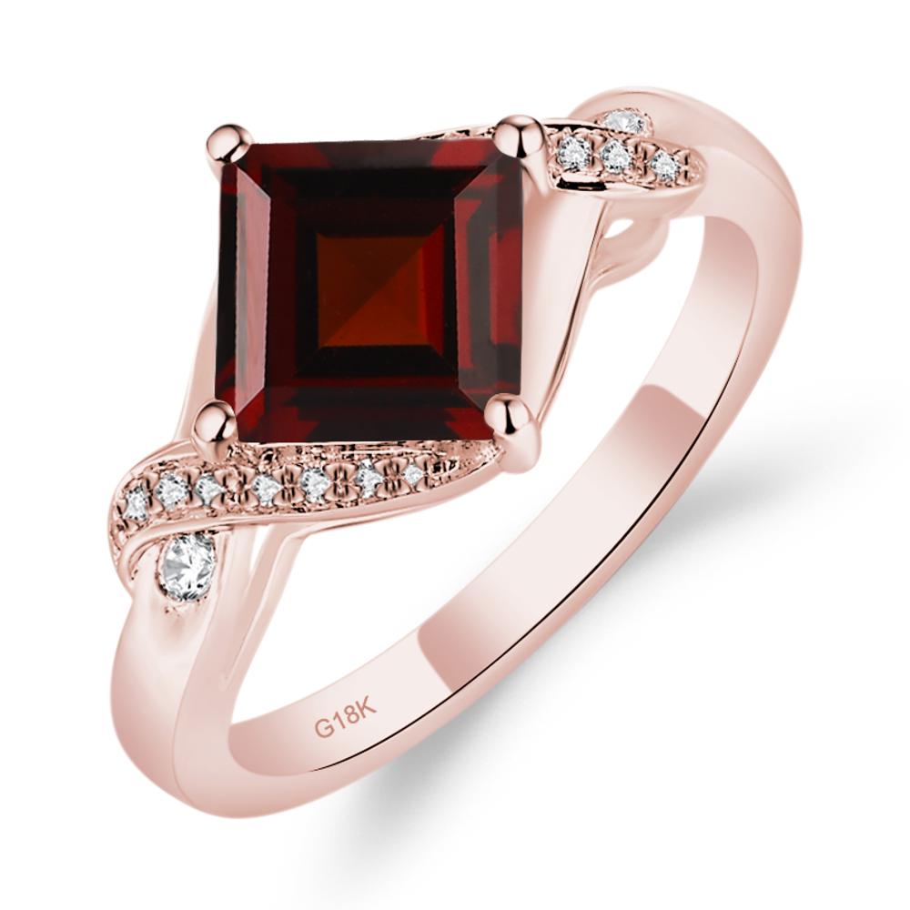 Garnet Kite Set Square Cut Ring - LUO Jewelry #metal_18k rose gold