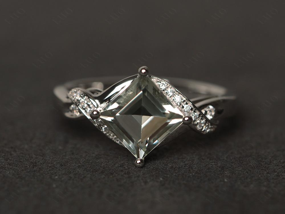 Green Amethyst Kite Set Square Engagement Ring - LUO Jewelry